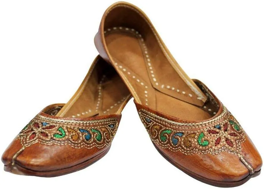 Stop n Style Punjabi Jutti for Ladies Brown Leather Jutti Ethnic Shoes Indian Shoes Jutti Online Mojari Online