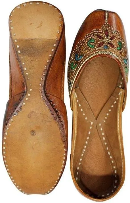 Stop n Style Punjabi Jutti for Ladies Brown Leather Jutti Ethnic Shoes Indian Shoes Jutti Online Mojari Online