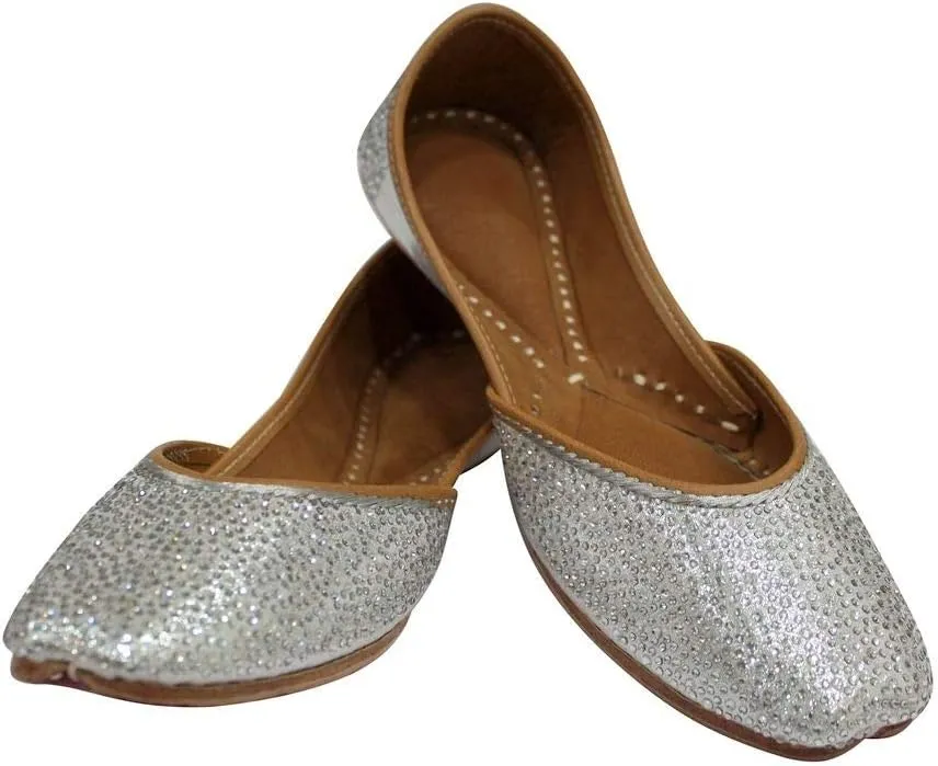 Stop n Style Punjabi Jutti for Ladies - Mirror Work Indian Bridal Shoes - Ethnic Gold Jutti