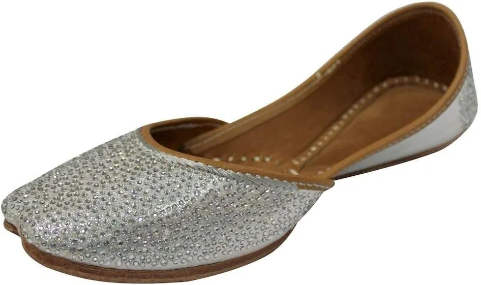 Stop n Style Punjabi Jutti for Ladies - Mirror Work Indian Bridal Shoes - Ethnic Gold Jutti