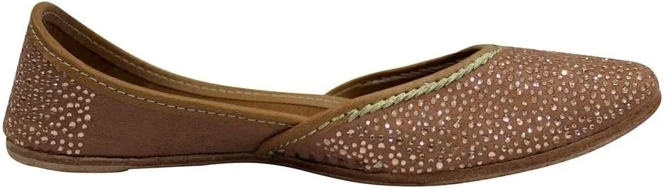 Stop n Style Punjabi Jutti for Ladies - Mirror Work Indian Bridal Shoes - Ethnic Gold Jutti