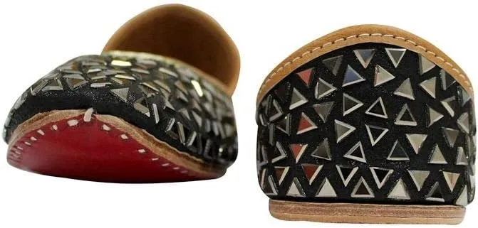 Stop n Style Punjabi Jutti for Ladies - Mirror Work Indian Bridal Shoes - Ethnic Gold Jutti
