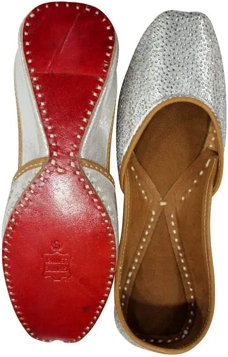 Stop n Style Punjabi Jutti for Ladies - Mirror Work Indian Bridal Shoes - Ethnic Gold Jutti