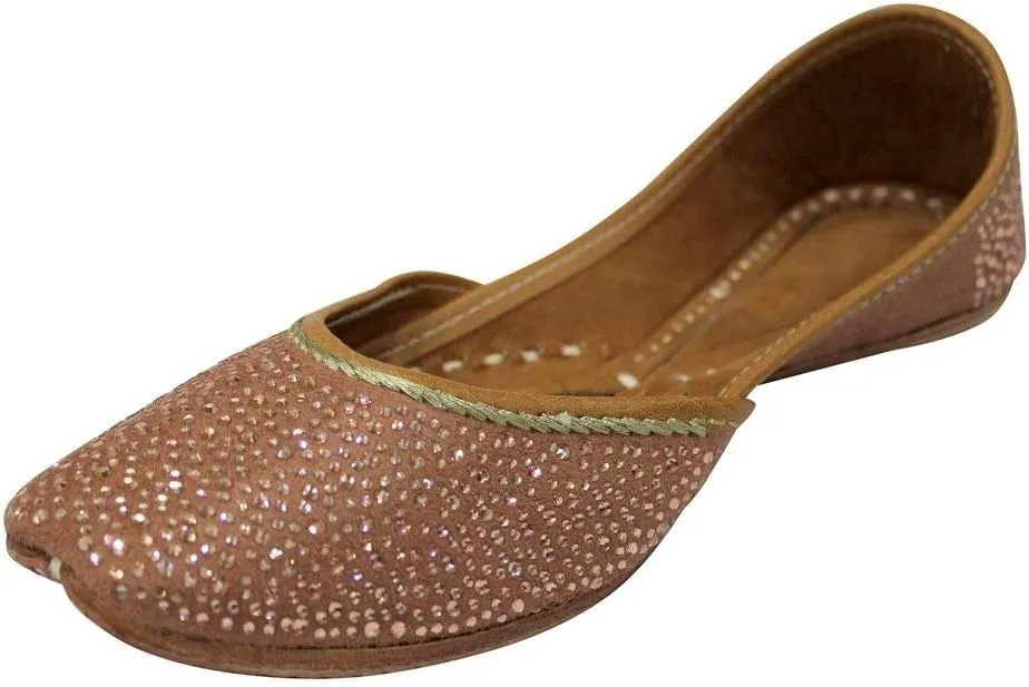 Stop n Style Punjabi Jutti for Ladies - Mirror Work Indian Bridal Shoes - Ethnic Gold Jutti