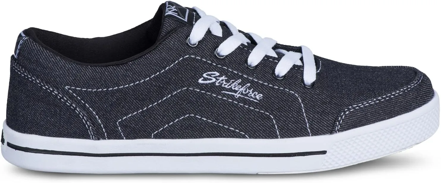 Strikeforce Laguna Black/Denim Women's Bowling Shoe with FlexSlide Technology for Right or Left Handed Bowlers
