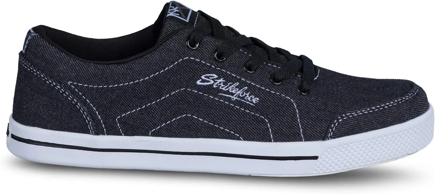 Strikeforce Laguna Black/Denim Women's Bowling Shoe with FlexSlide Technology for Right or Left Handed Bowlers