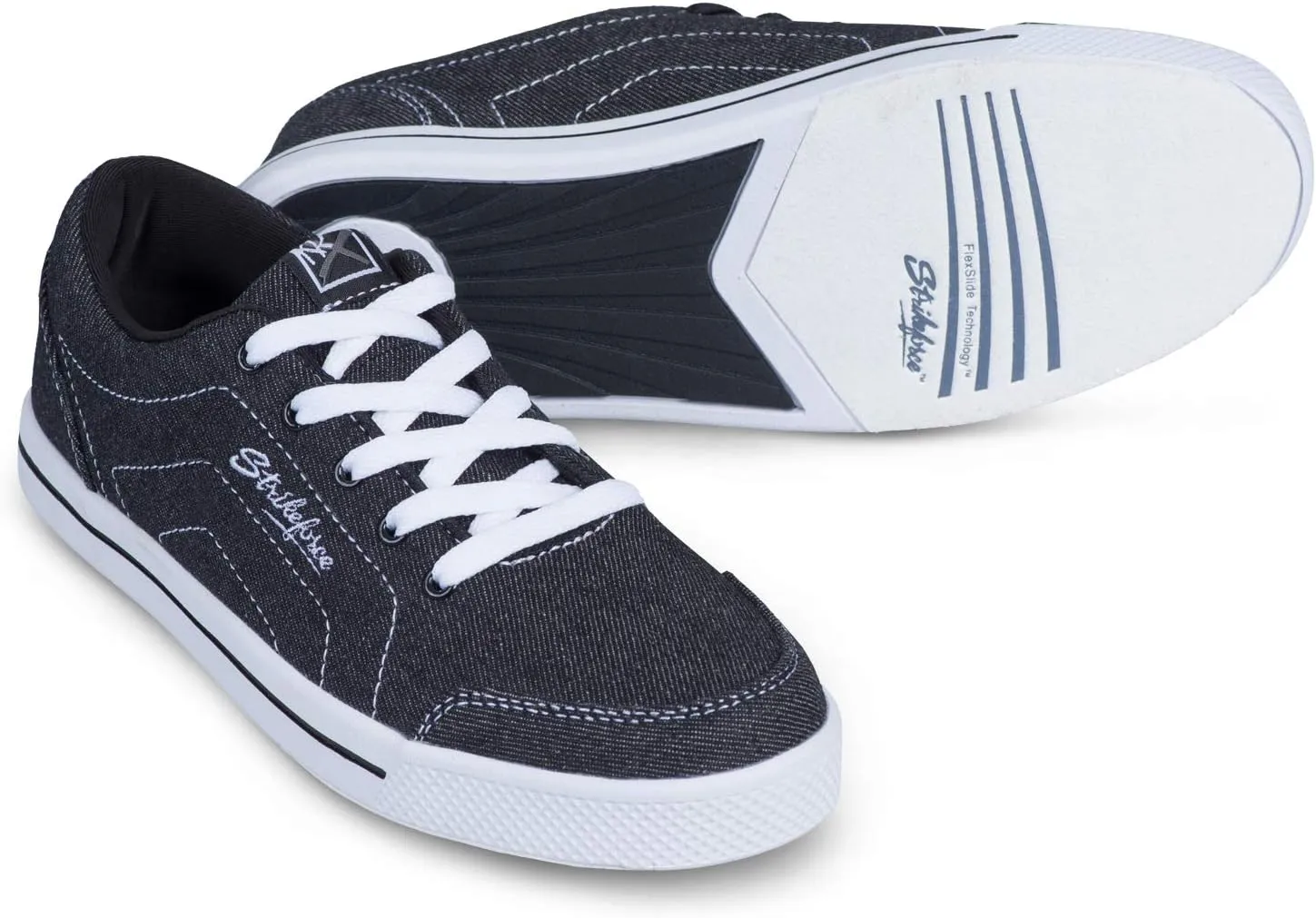 Strikeforce Laguna Black/Denim Women's Bowling Shoe with FlexSlide Technology for Right or Left Handed Bowlers