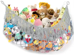 Stuffed Animal Hammock - Extra Large 56'' Long, Stuffed Animal Storage, stuffed animal Holder net, Toy Hammock Large, Toy Storage Hanging Organizer - Light grey