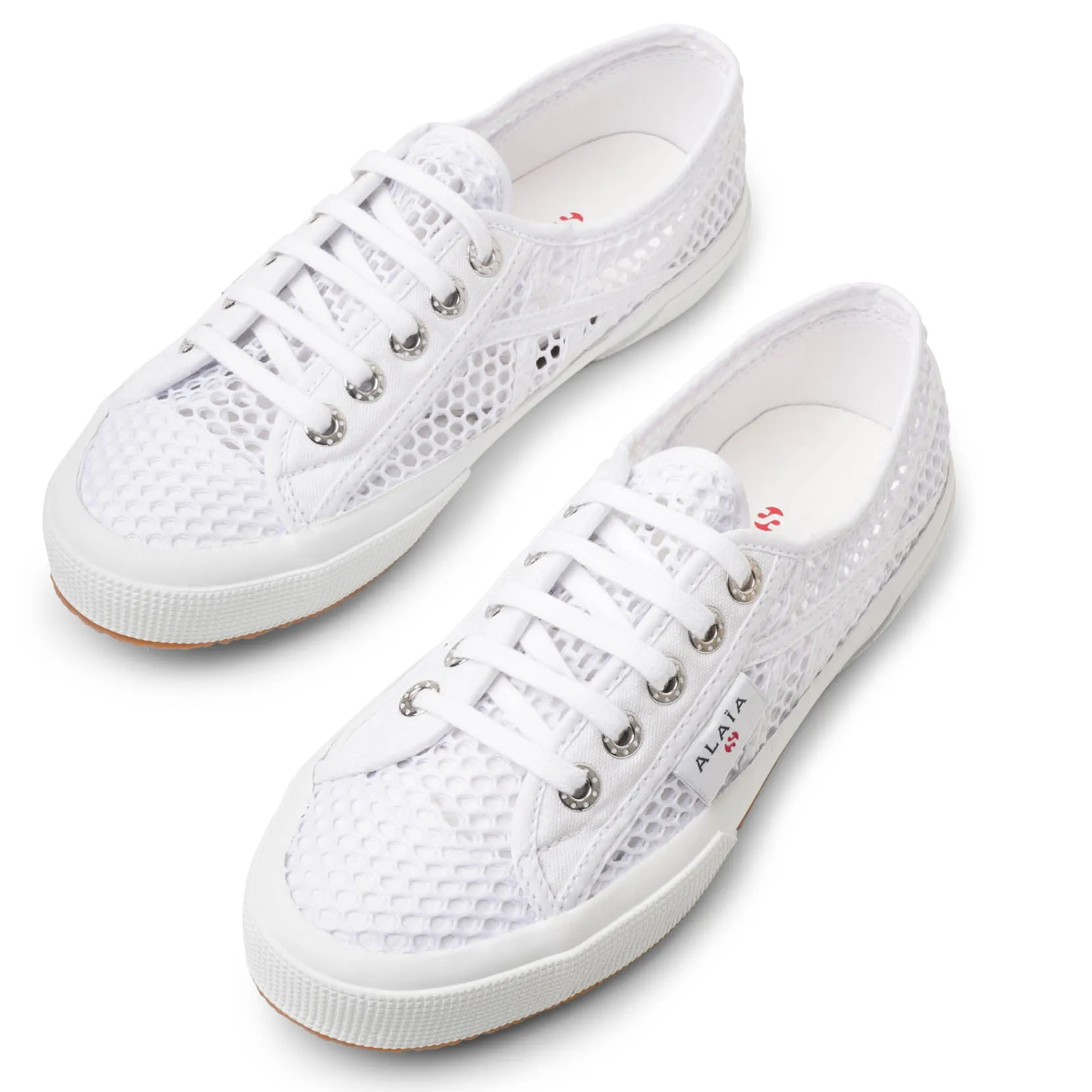 Superga white mesh sneakers