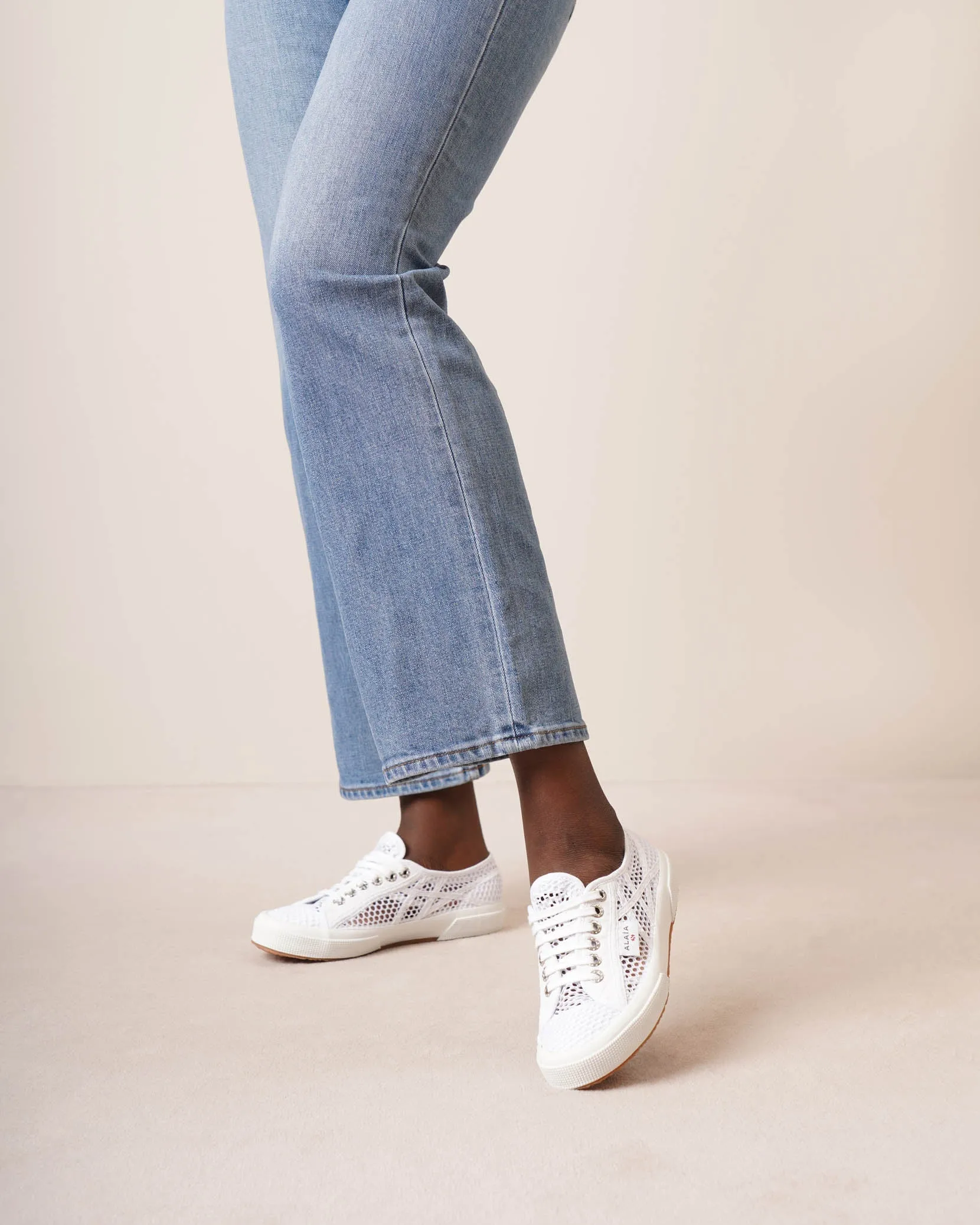 Superga white mesh sneakers