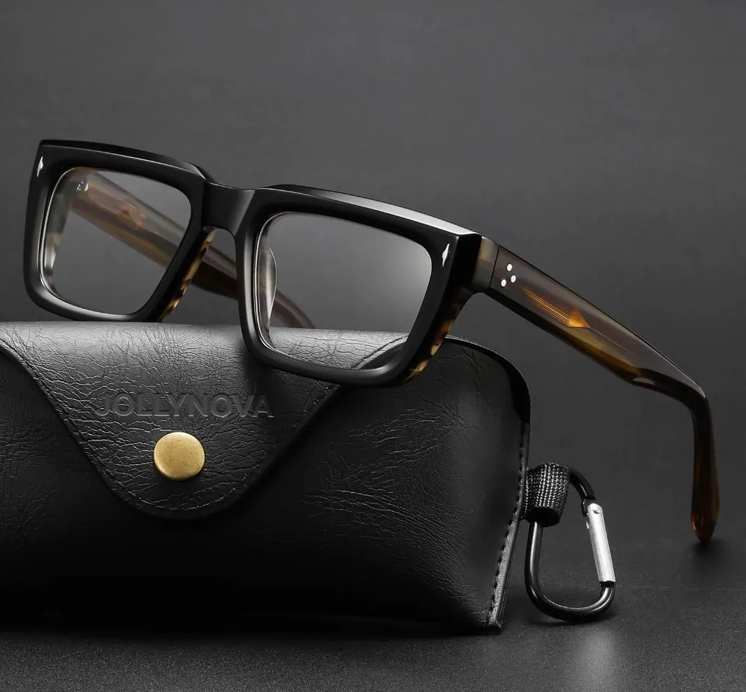 Sutton Retro Rectangle Acetate Thick Glasses Frame Prescription Optical Eyewear for Women Men 53-21-148mm