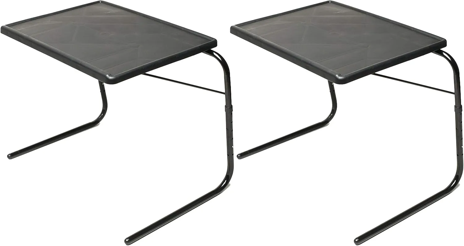 Table-Mate XL TV Tray Extra Large Folding Table Adjustable to 6 Heights and 3 Angles for Eating, Laptop and Multipurpose Use (Black, 2 Pack)