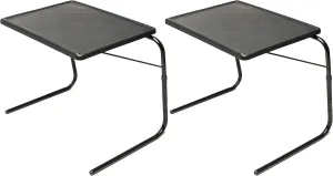 Table-Mate XL TV Tray Extra Large Folding Table Adjustable to 6 Heights and 3 Angles for Eating, Laptop and Multipurpose Use (Black, 2 Pack)