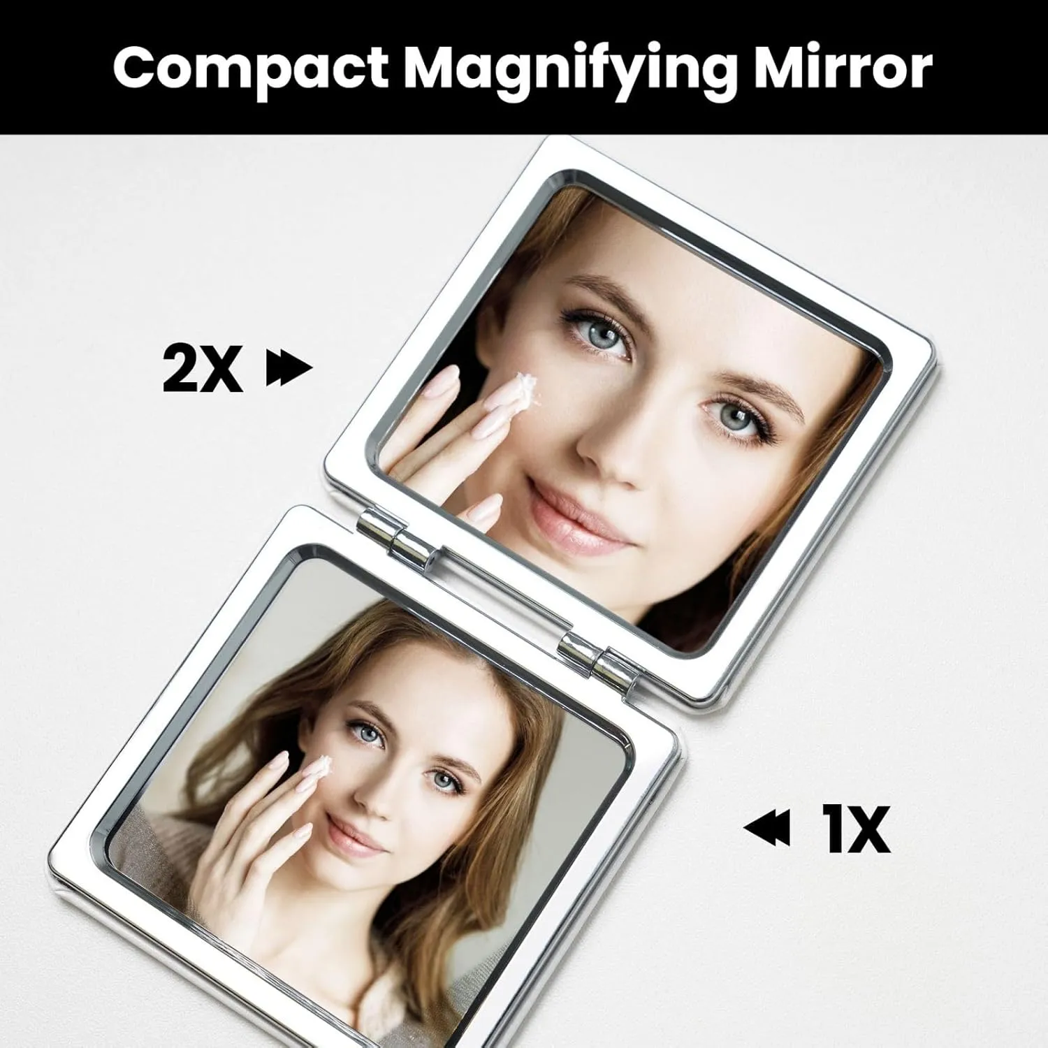 Taekwondo Design Printed Square Pocket Makeup Mirror with 1X/2X Magnification, Portable Mini Travel Makeup Mirror for Travel Daily Work Beauty