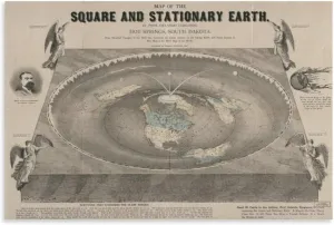 TARRUHK Square And Still Earth Flat Map Poster Print Canvas Posters Painting Wall Art Home Decor Unframe16x24inch(40x60cm)