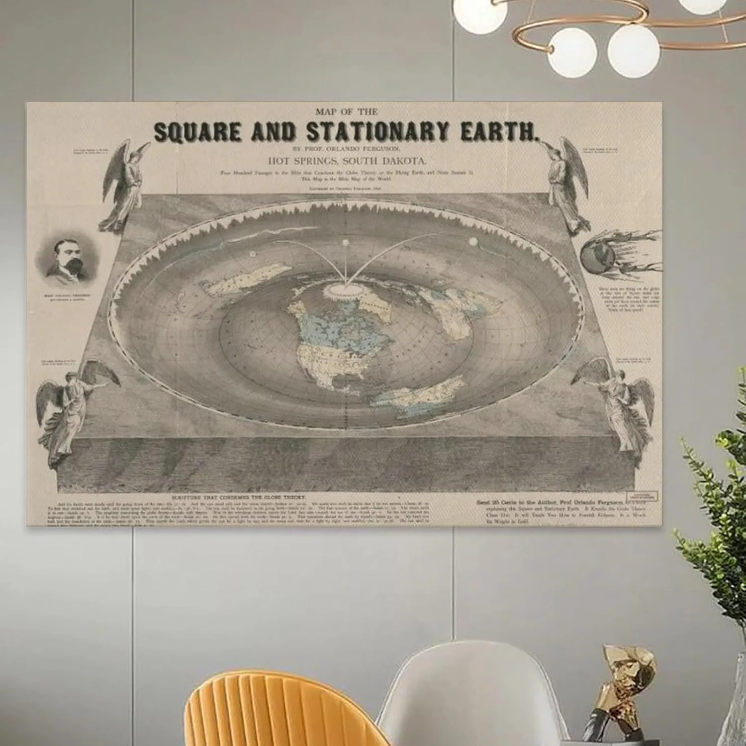 TARRUHK Square And Still Earth Flat Map Poster Print Canvas Posters Painting Wall Art Home Decor Unframe16x24inch(40x60cm)