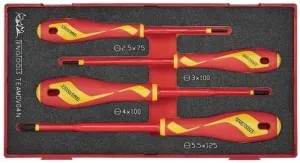 Teng Tools 4 Piece 1000 Volt Insulated Flat Screwdriver EVA Foam Set - TEAMDV04N