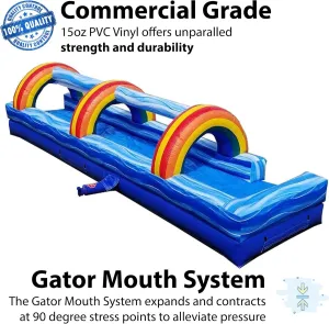 TentandTable Inflatable Splash and Ride Waterslide for Kids & Adults, Outdoor Toys & Games for Backyard Fun, 35'L x 8'W x 9'H, Includes 1.5HP Blower & Ground Stakes (Blue Marble)