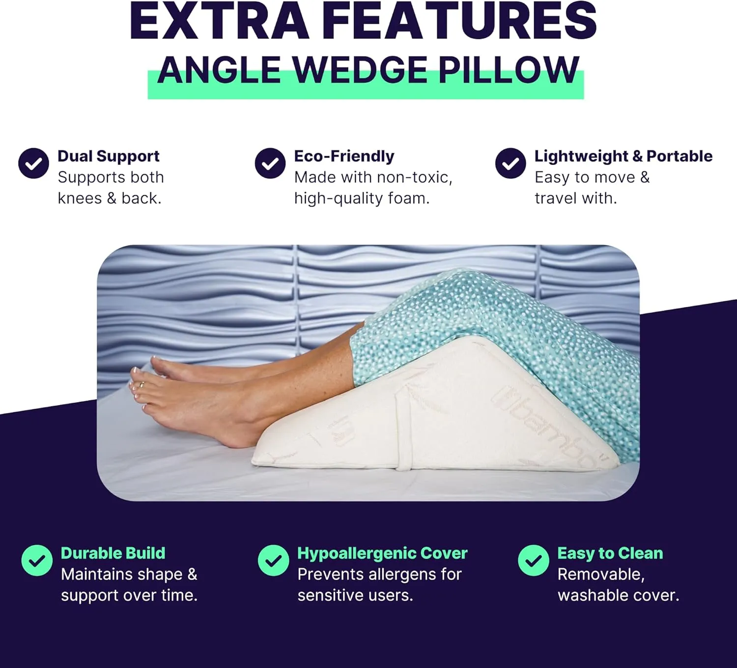 The Angle Wedge Pillow for Back Pain Relief – Leg Elevation Pillow for Bed, Knee Wedge Bolster Pillow for Lower Back Support, Triangle Foam Cushion for Sleeping & Comfort (Small)