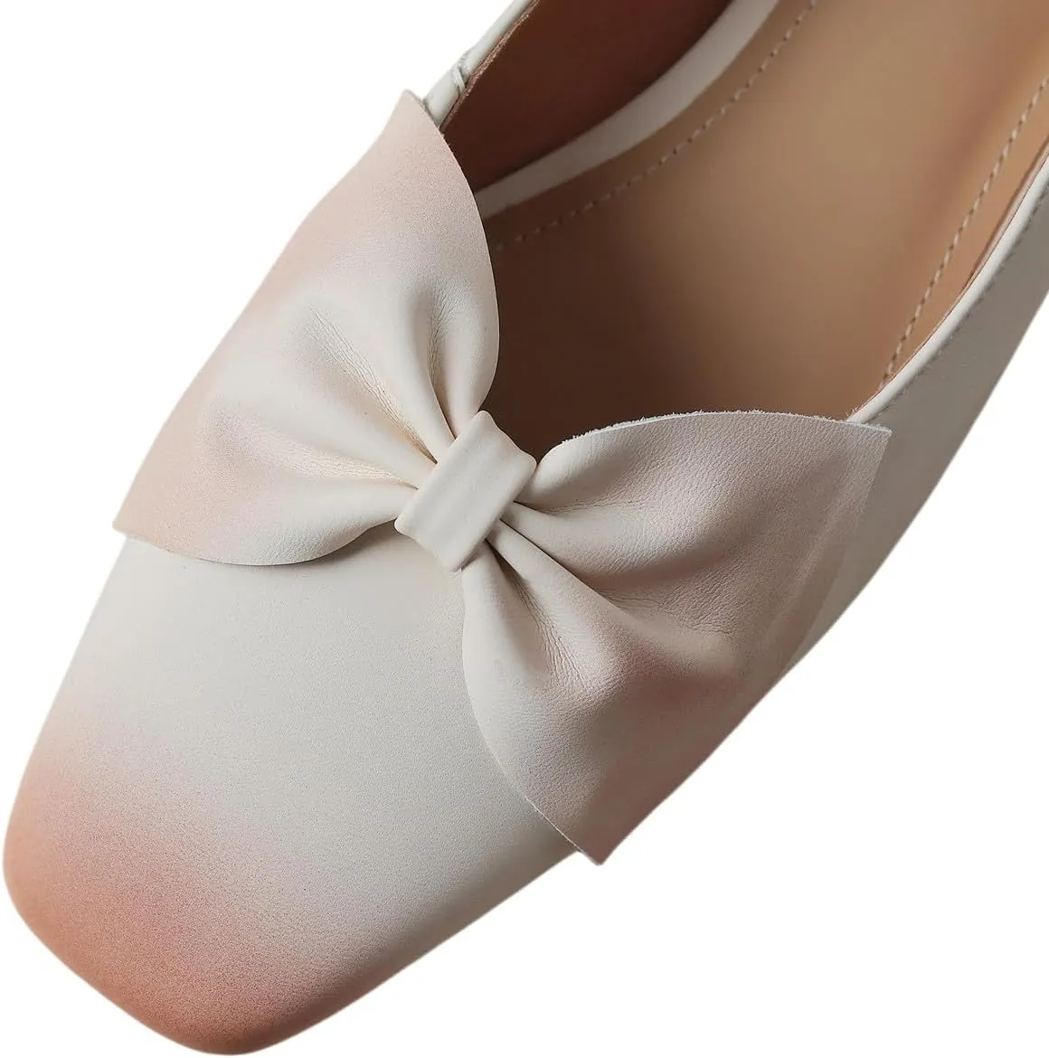 TinaCus Genuine Leather Cute Bowknot Square Toe Handmade Women's Sip On Flat Shoes