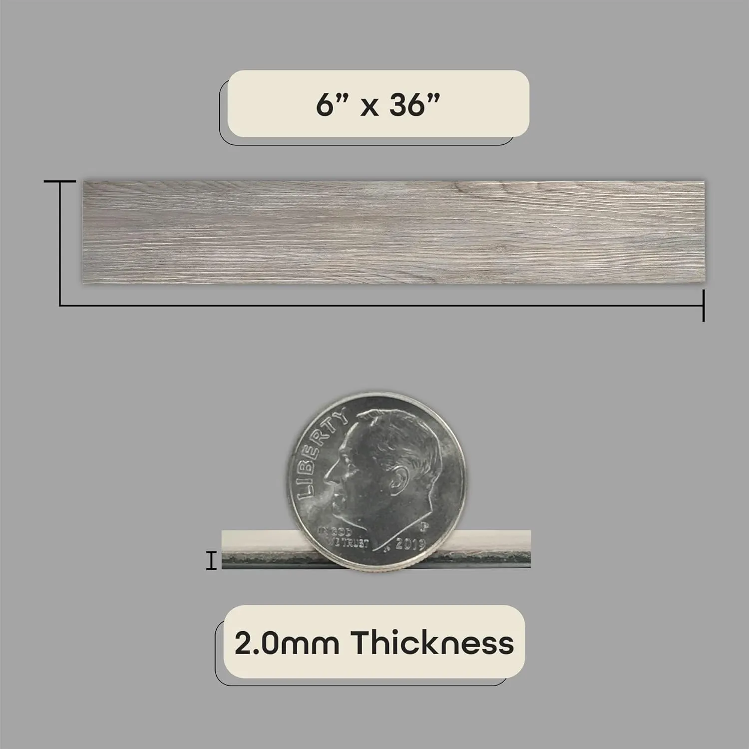 Tivoli II Self Adhesive Vinyl Floor Planks, 10 Pack - 6" x 36", Silver Spruce - Peel & Stick, DIY Flooring - Natural Wood Grain Feel for Kitchen, Dining Room & Bedrooms by Achim Home Decor