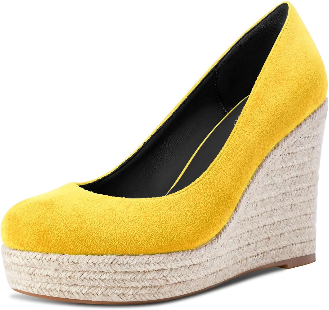TNYNFBEB Womens Wedge Heel Close Round Toe Pumps Slip-on Prom Party Cute Basic Classic Summer 3.9 Inches Heels