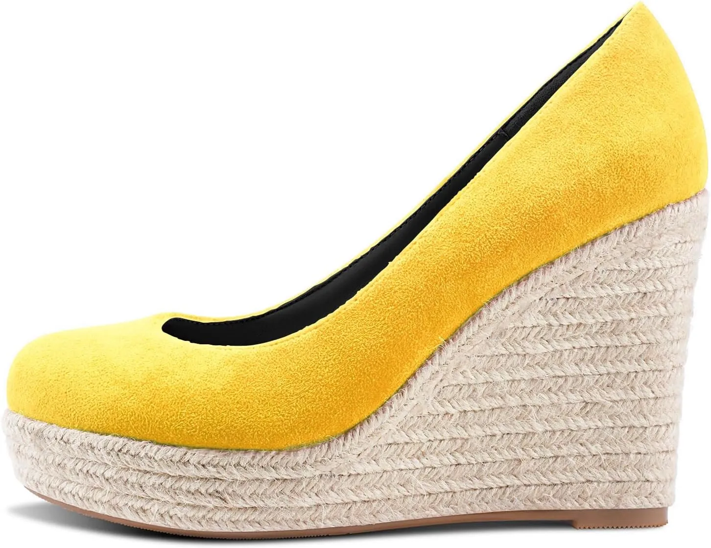 TNYNFBEB Womens Wedge Heel Close Round Toe Pumps Slip-on Prom Party Cute Basic Classic Summer 3.9 Inches Heels
