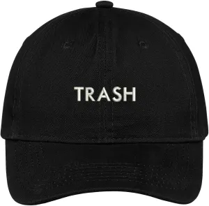 Trendy Apparel Shop Trash Embroidered Soft Crown 100% Brushed Cotton Cap