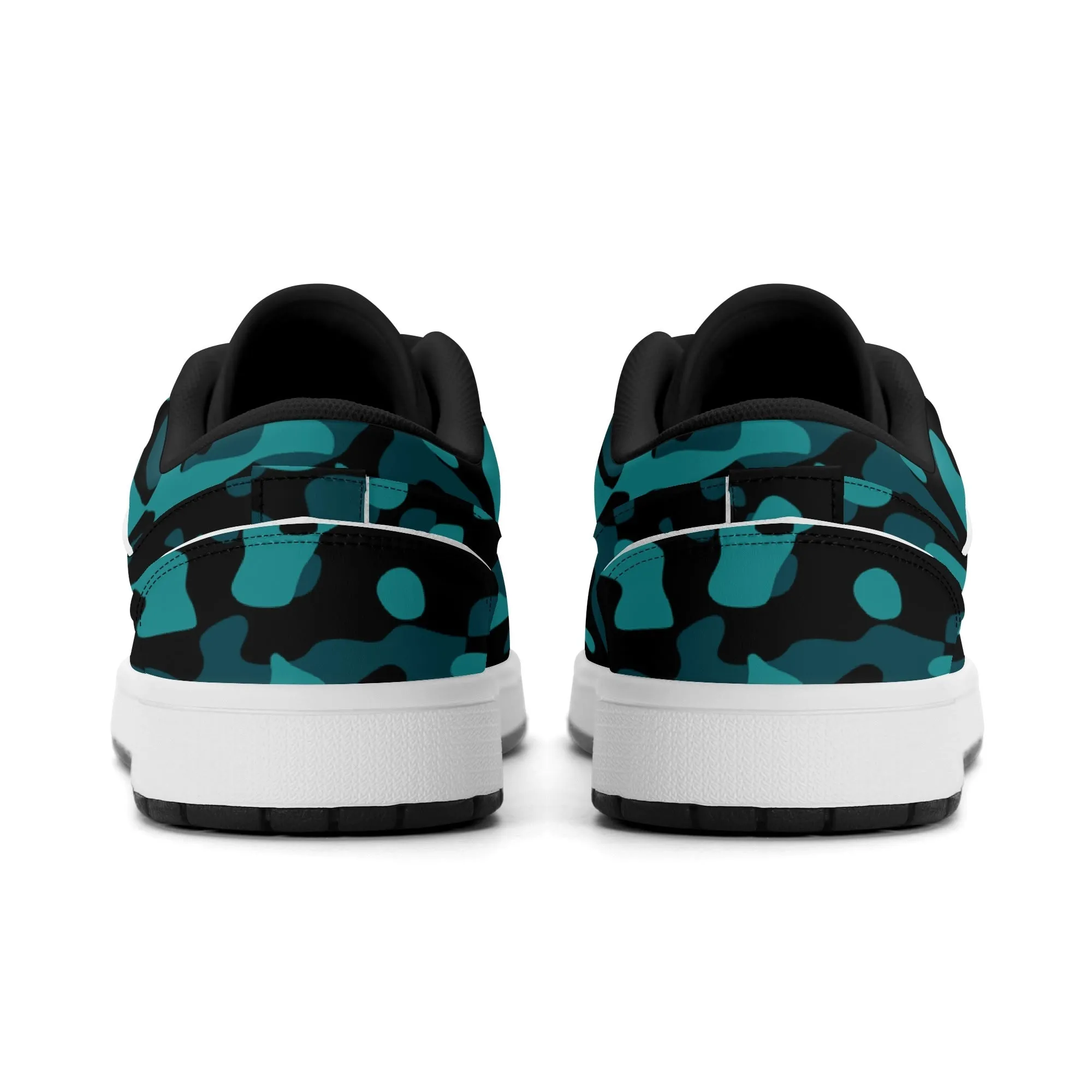 Türkis Camouflage Low Top Leder Sneaker für Herren