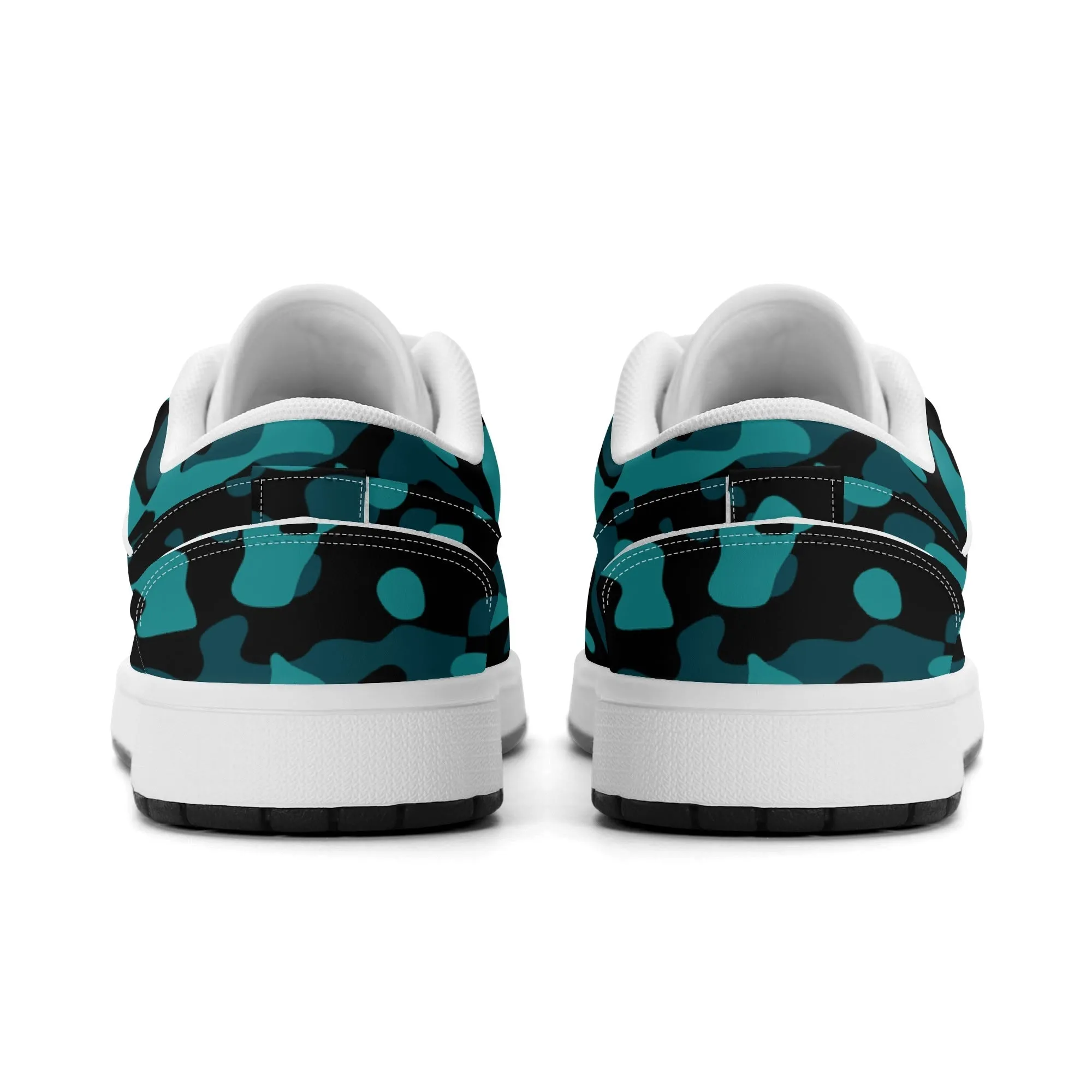 Türkis Camouflage Low Top Leder Sneaker für Herren
