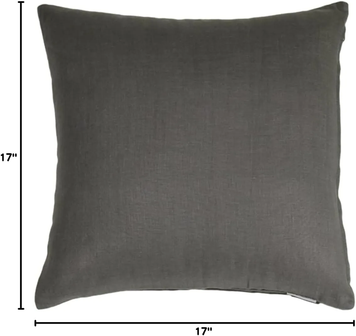 Tuscany Linen Charcoal Gray Throw Pillow 17x17 Square, Complete with Pillow Insert