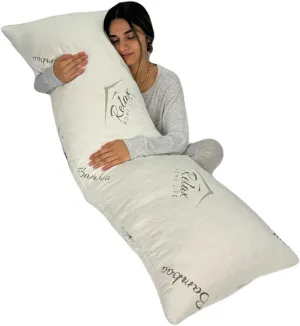 Ultra-Luxury Full Size Body Pillow All USA Best Shredded Memory Foam & Cool-Vent Viscose of Bamboo Cover | Long Cuddle Size for Pregnancy, Side, & Stomach Sleepers | Adult 20 x 54