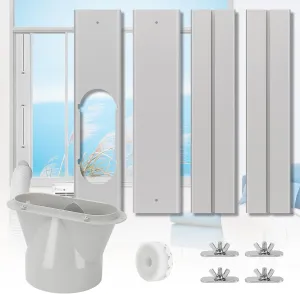 UNAOIWN Portable Air Conditioner Window Kit, Adjustable Vertical/Horizontal Sliding Window Kit Plate for AC Unit, AC Window Vent Kit, AC Window Seal Suitable for 5.1” AC Exhaust Hose