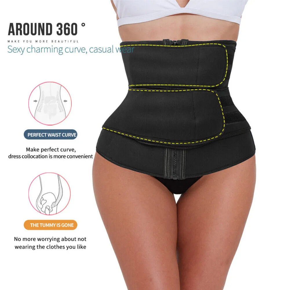 US 1-2 Pack Women Waist Trainer Corset Sauna Sweat Weight Loss Body Shaper