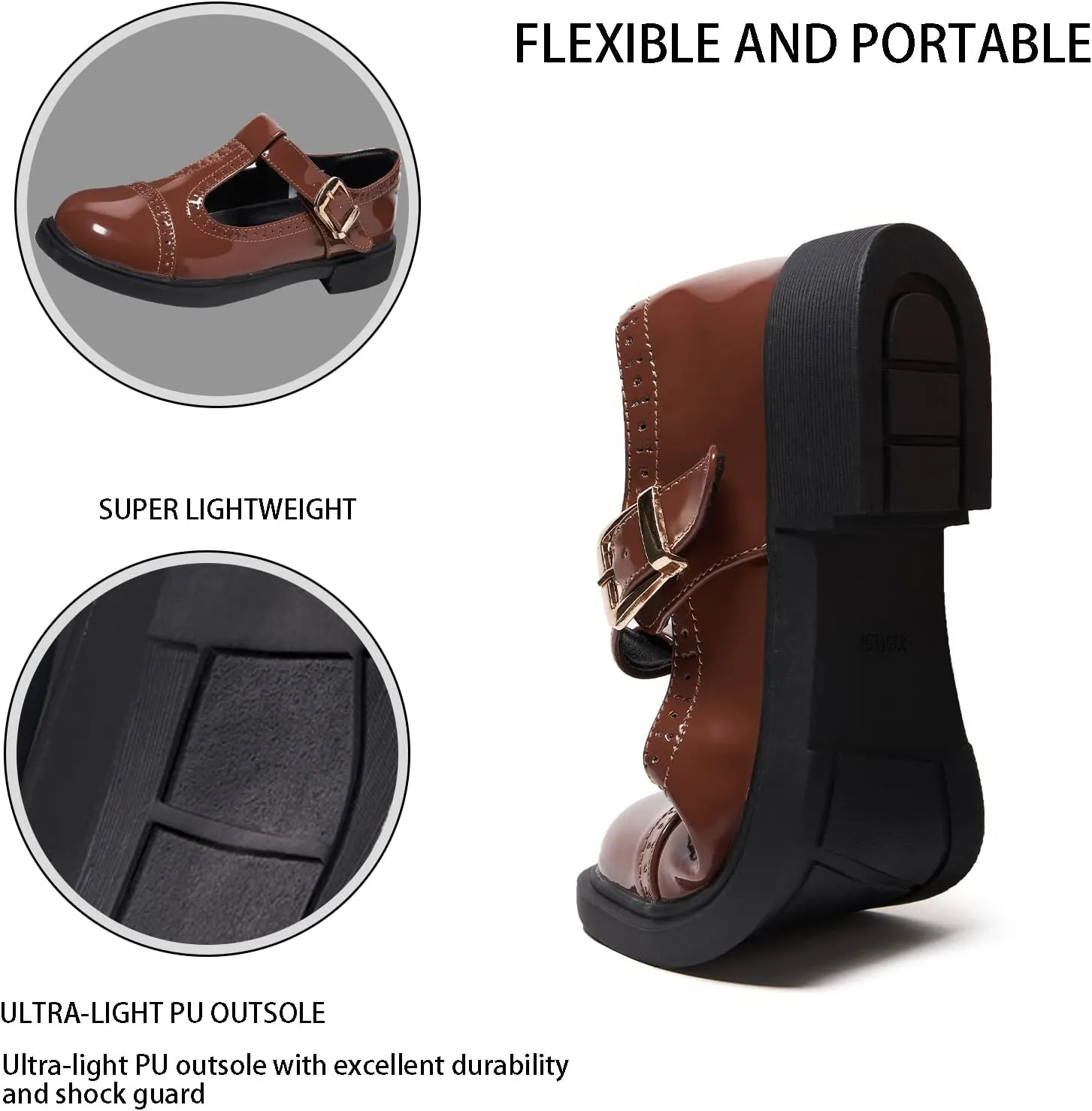 UZB Mary Jane Shoes Womens Flat Shoes Round Toe Memory Foam Casual Dress Shoes
