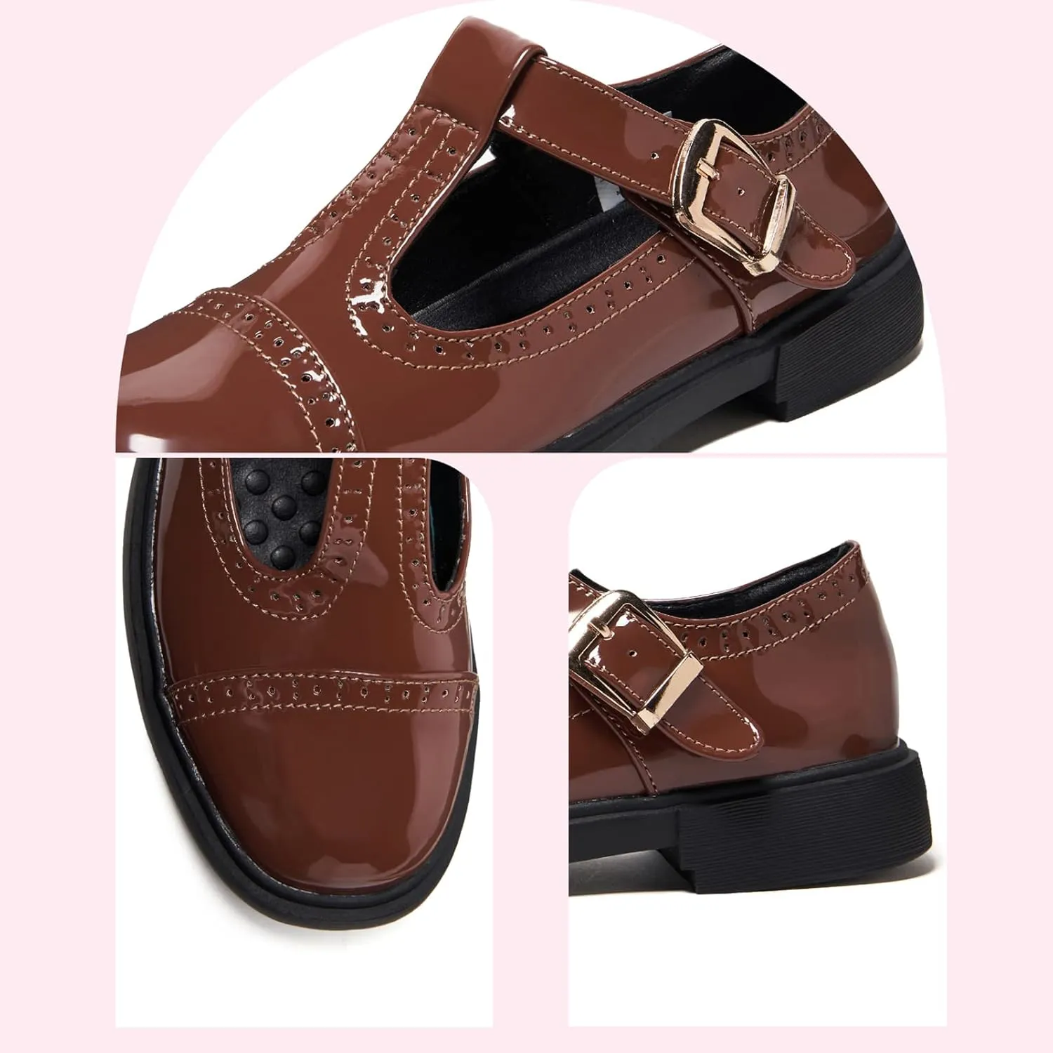 UZB Mary Jane Shoes Womens Flat Shoes Round Toe Memory Foam Casual Dress Shoes