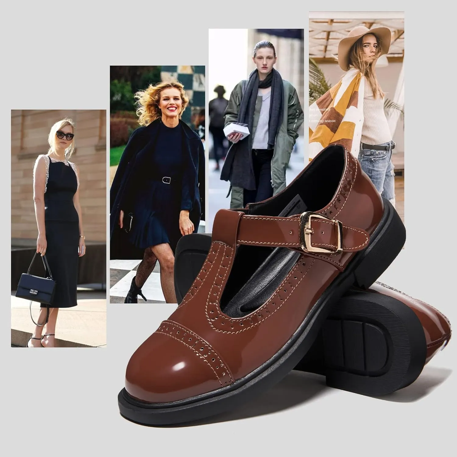 UZB Mary Jane Shoes Womens Flat Shoes Round Toe Memory Foam Casual Dress Shoes
