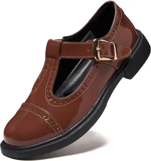 UZB Mary Jane Shoes Womens Flat Shoes Round Toe Memory Foam Casual Dress Shoes