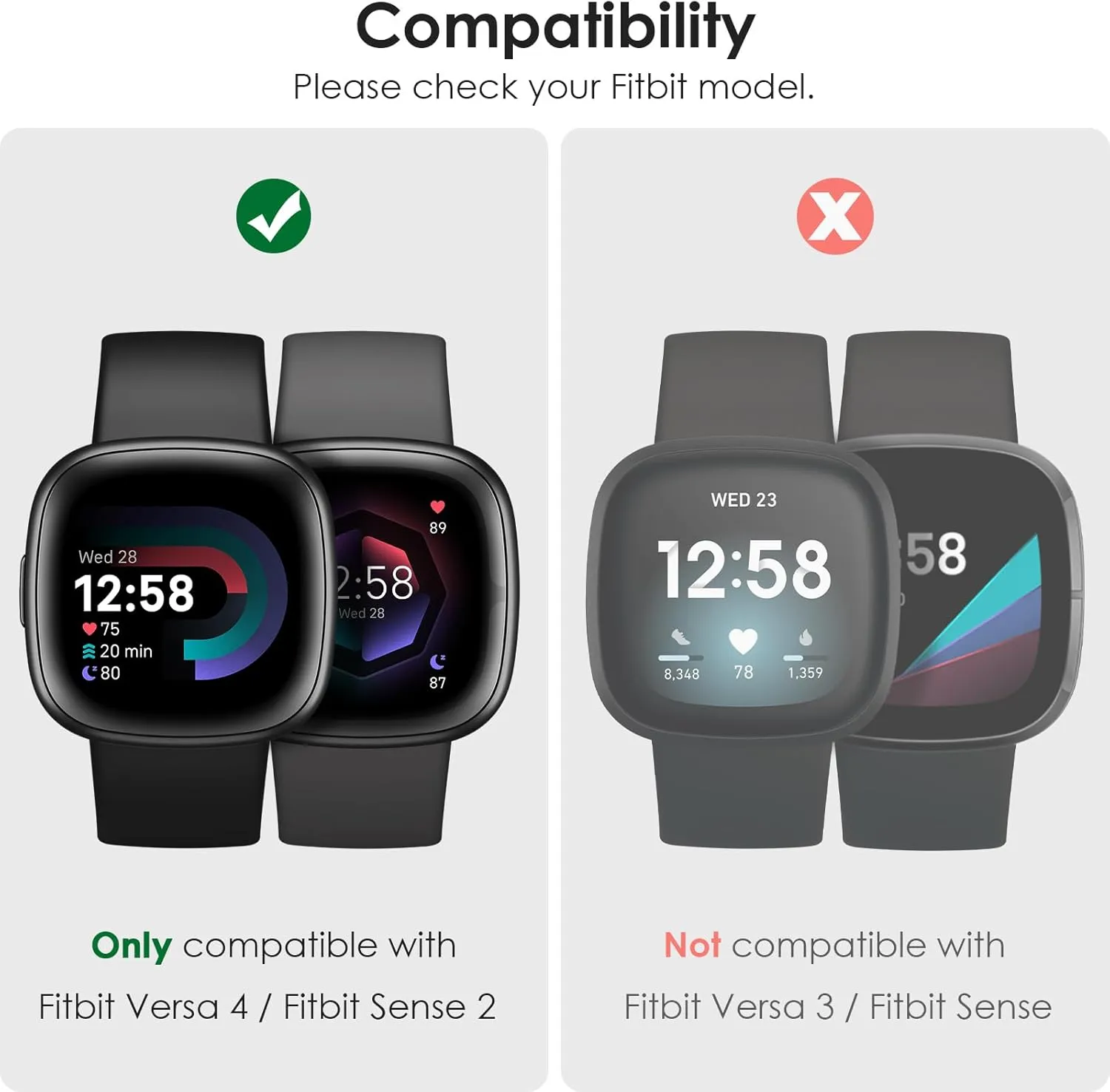 V-MORO Compatible with Fitbit Sense 2/Versa 4 Band,Adjustable Jewelry Metal Stainless Steel Smartwatch Strap Wristband With Bling Protective Case Cover for Fitbit Versa 4/Sense 2-Rose Gold Women