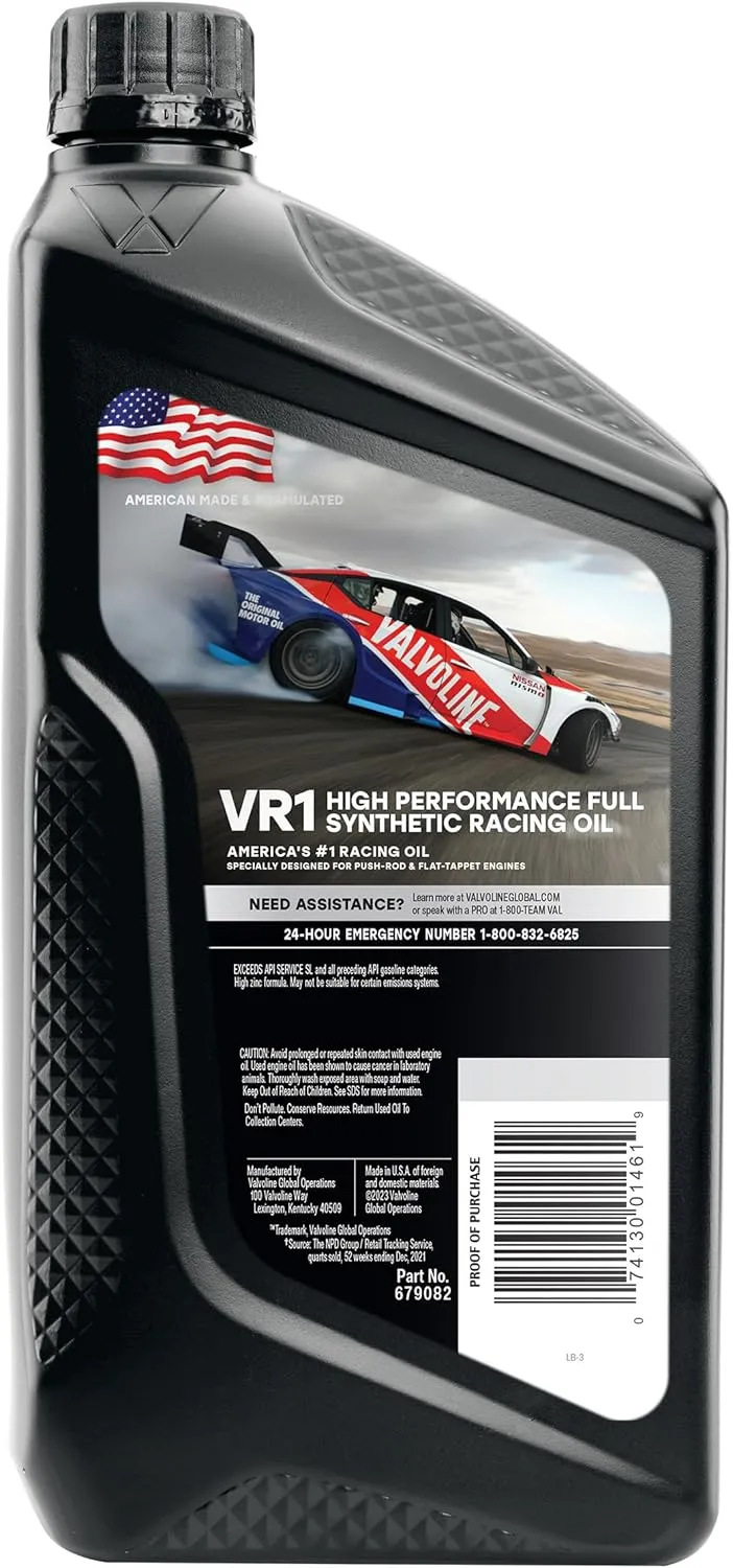 Valvoline VR1 Racing Synthetic SAE 20W-50 Motor Oil 1 QT