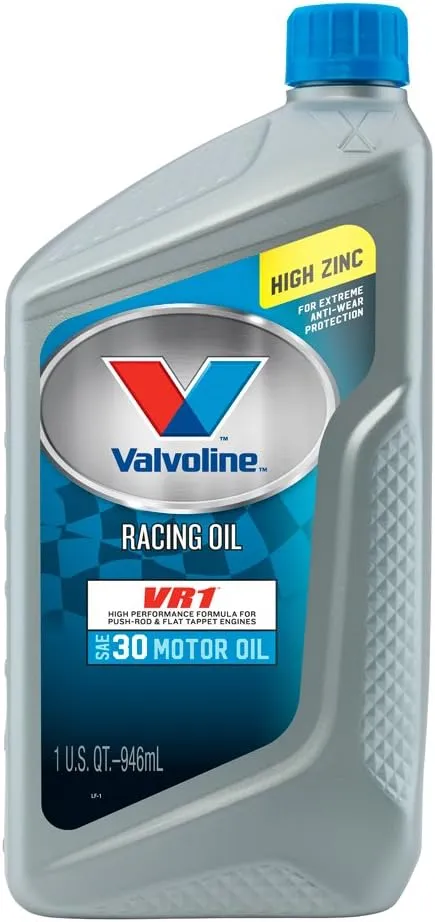 Valvoline VV223 VR1 Racing Formula SAE 30 Turbo Approved Motor Oil - 1 Quart Bottle (Case of 12)