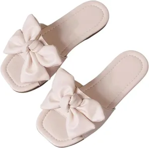 Verdusa Girl's Bows Square Toe Sandals Casual Summer Flat Sandal