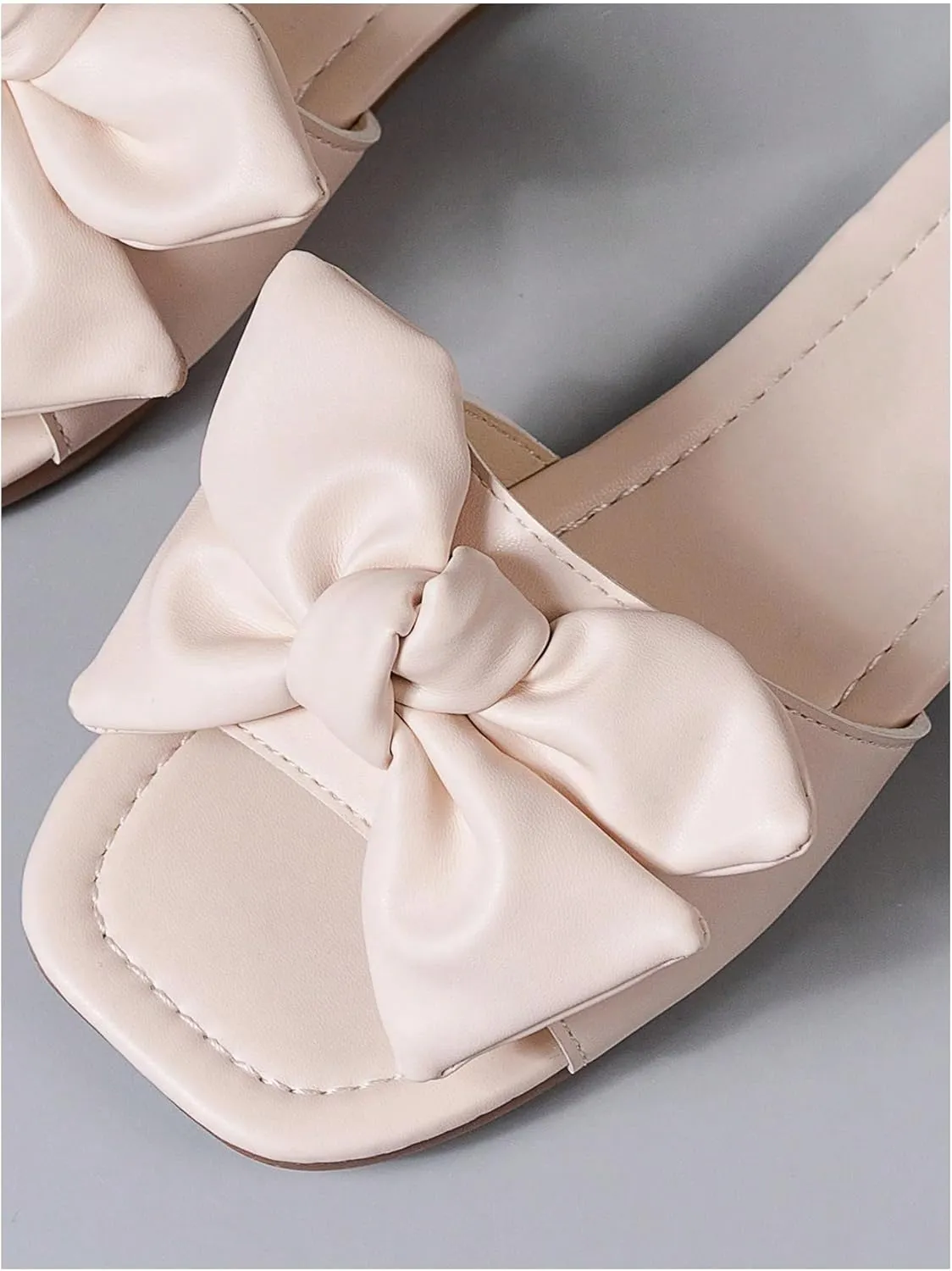 Verdusa Girl's Bows Square Toe Sandals Casual Summer Flat Sandal