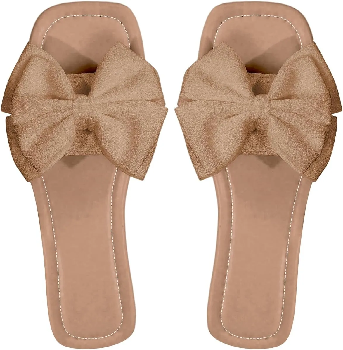 Verdusa Women's Bowknot Flat Sandals Summer Open Toe Slide Slip On Sandals