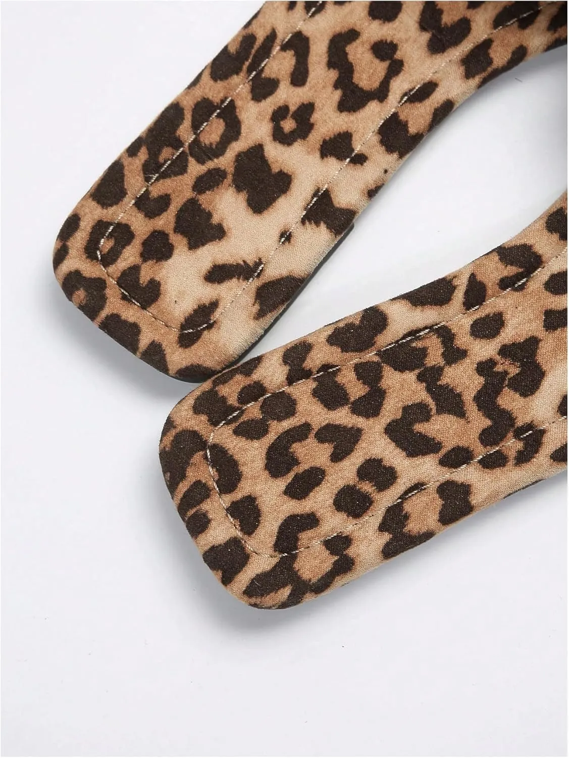 Verdusa Women's Square Toe Leopard Print Sandals Summer Slip On Slide Sandals