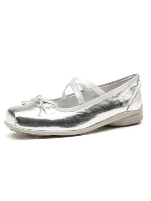 Vintage Leather Bow Ballet Style Shoes