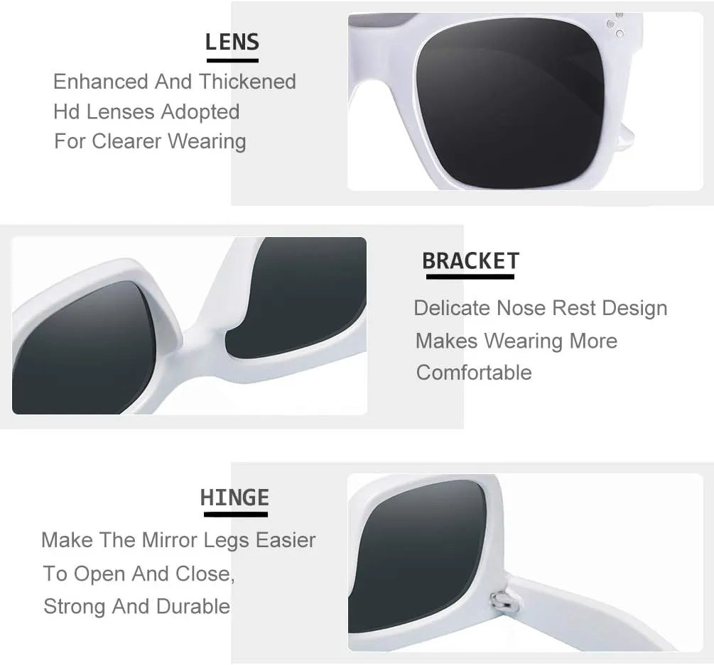 Vintage Women Oversized Sunglasses Designer Luxury Square Sun Glasses UV400 Protection Flat Lens