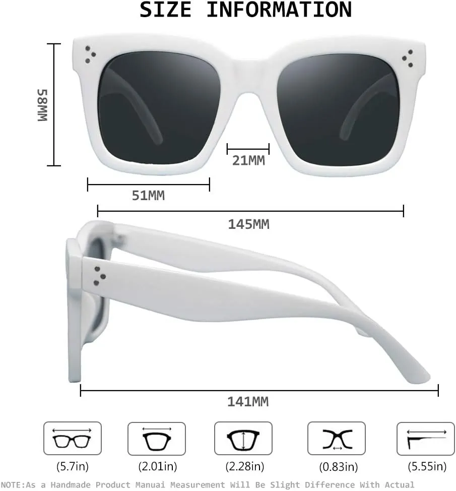 Vintage Women Oversized Sunglasses Designer Luxury Square Sun Glasses UV400 Protection Flat Lens