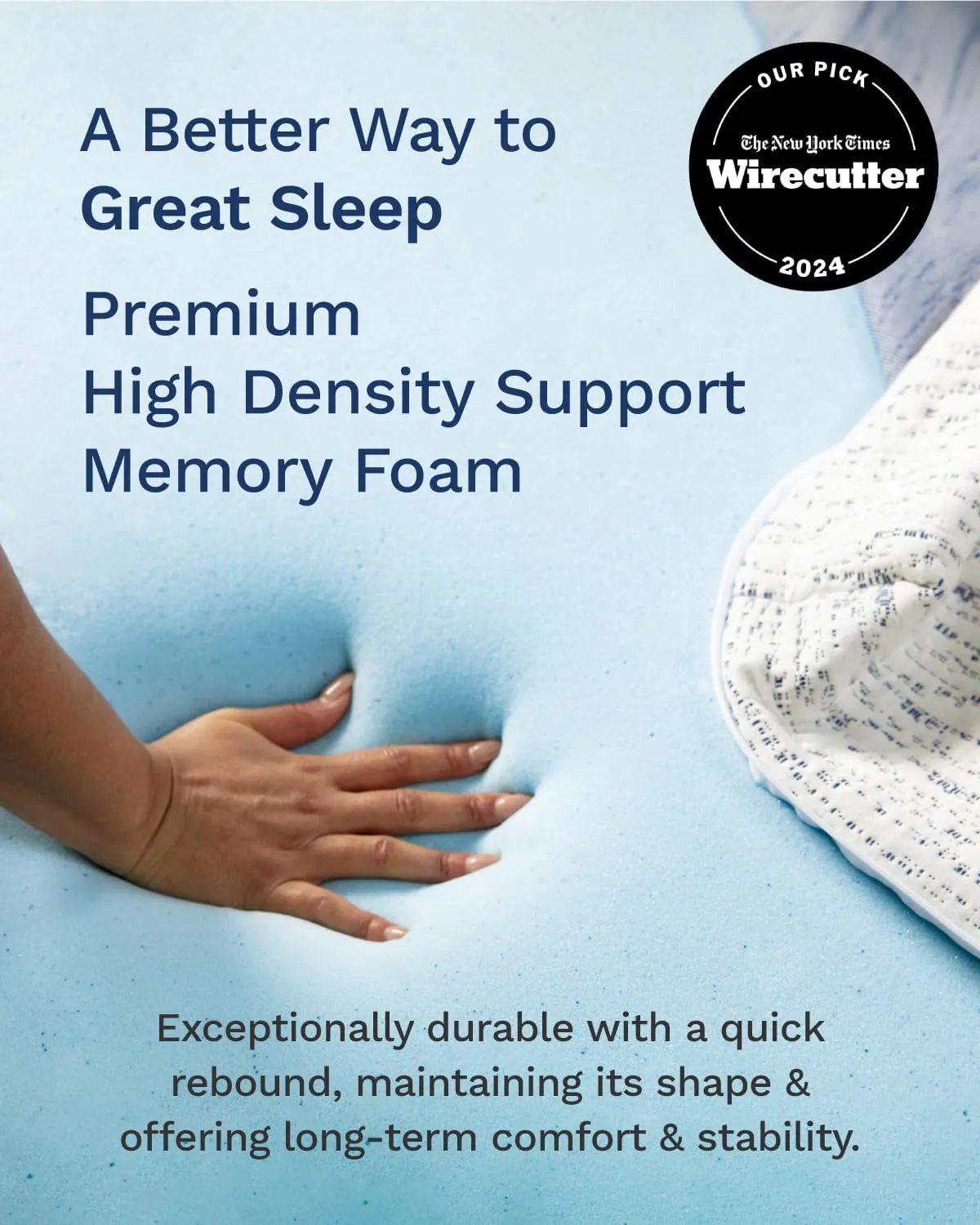 ViscoSoft 3 Inch Memory Foam Mattress Topper King - Select High Density - (Gel-Infused and Ventilated) Mattress Pad with Soft Removable Bamboo-Rayon Cover