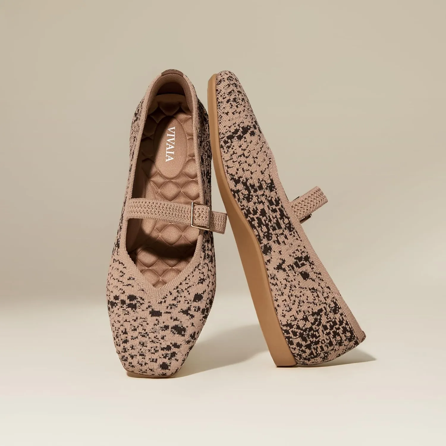 VIVAIA Margot Walker Mary Jane Women Flat Shoes Slip on Square-Toe Washable Shoes Comfortable for Work with Arch Support